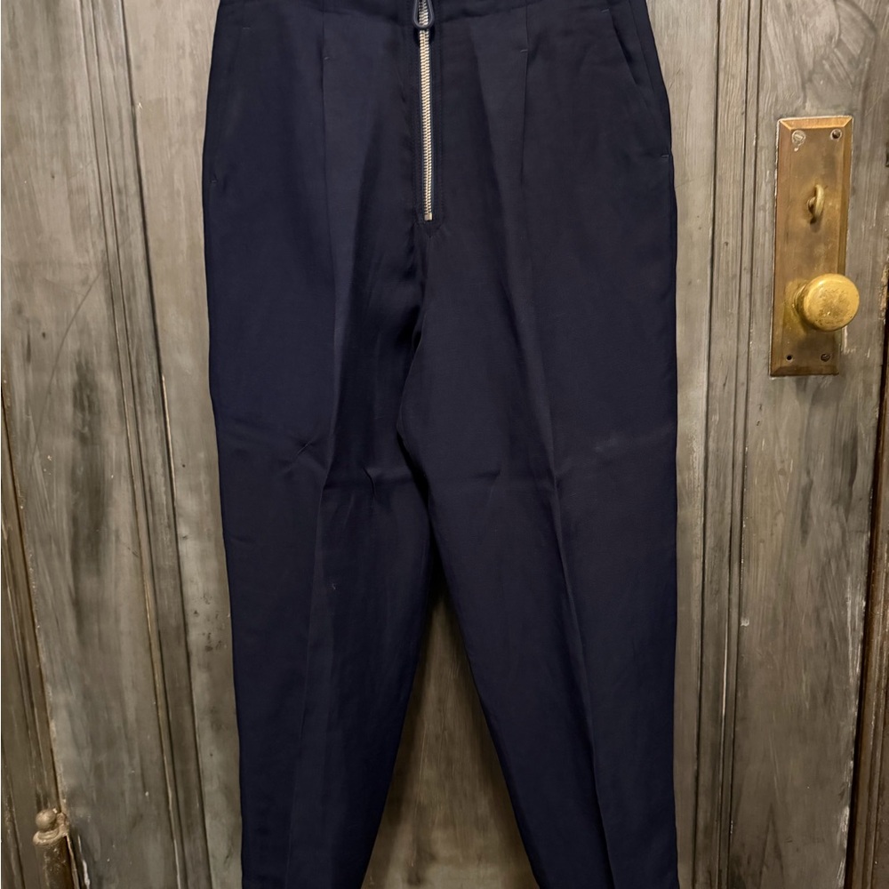 Sandro Women's Navy Trousers with Zipper Accent